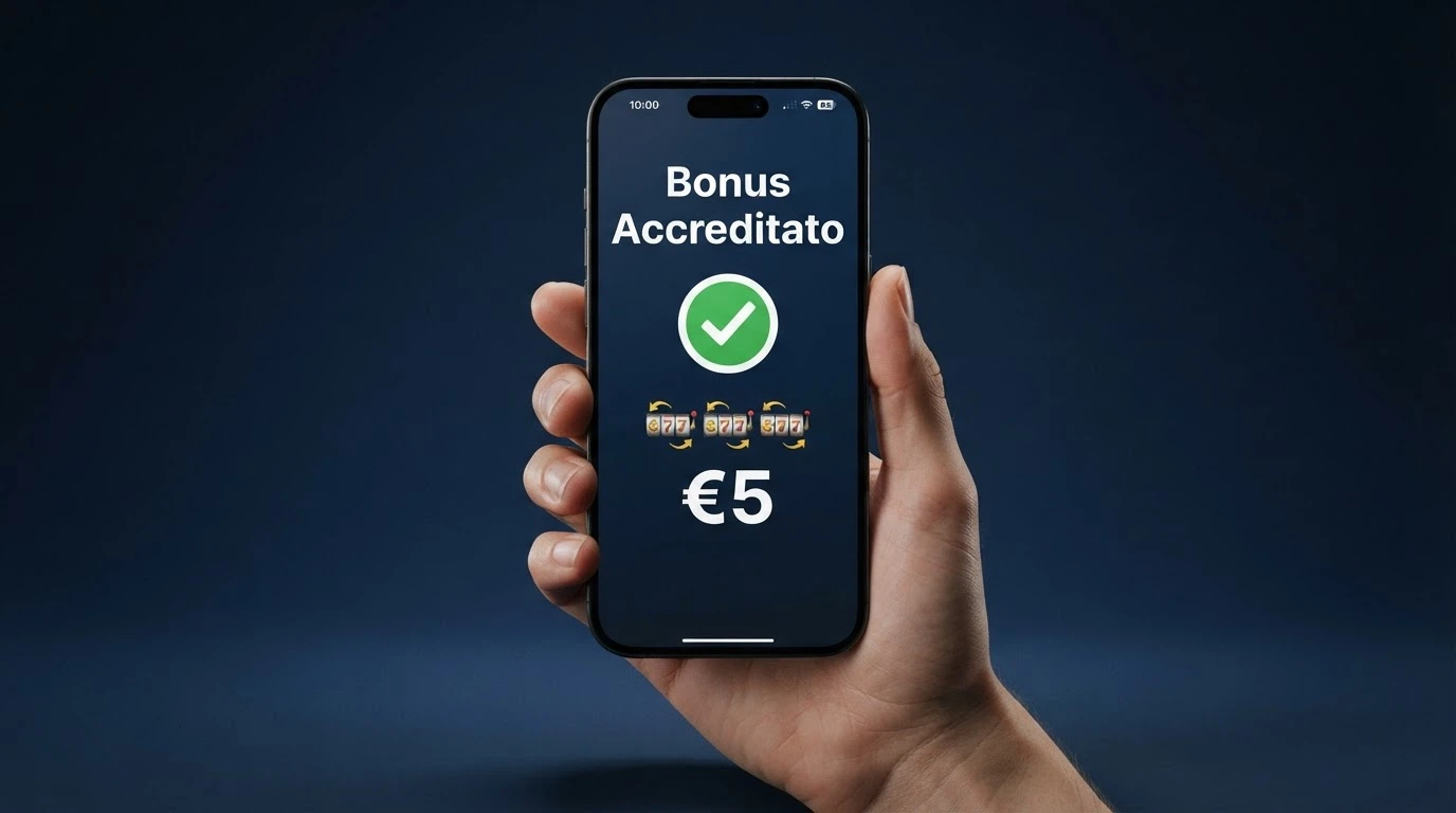 Un popup di attivazione bonus su un'interfaccia di casinò online, con il testo «Bonus Accreditato» e un contatore di giri gratuiti.