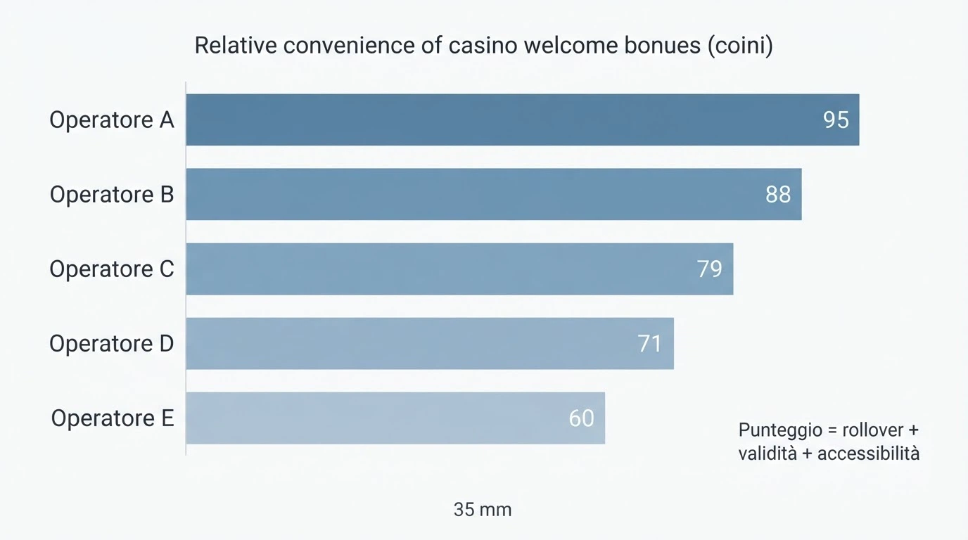 Una lista stilizzata di casinò con accanto una barra colorata che indica il livello di convenienza di ciascuno