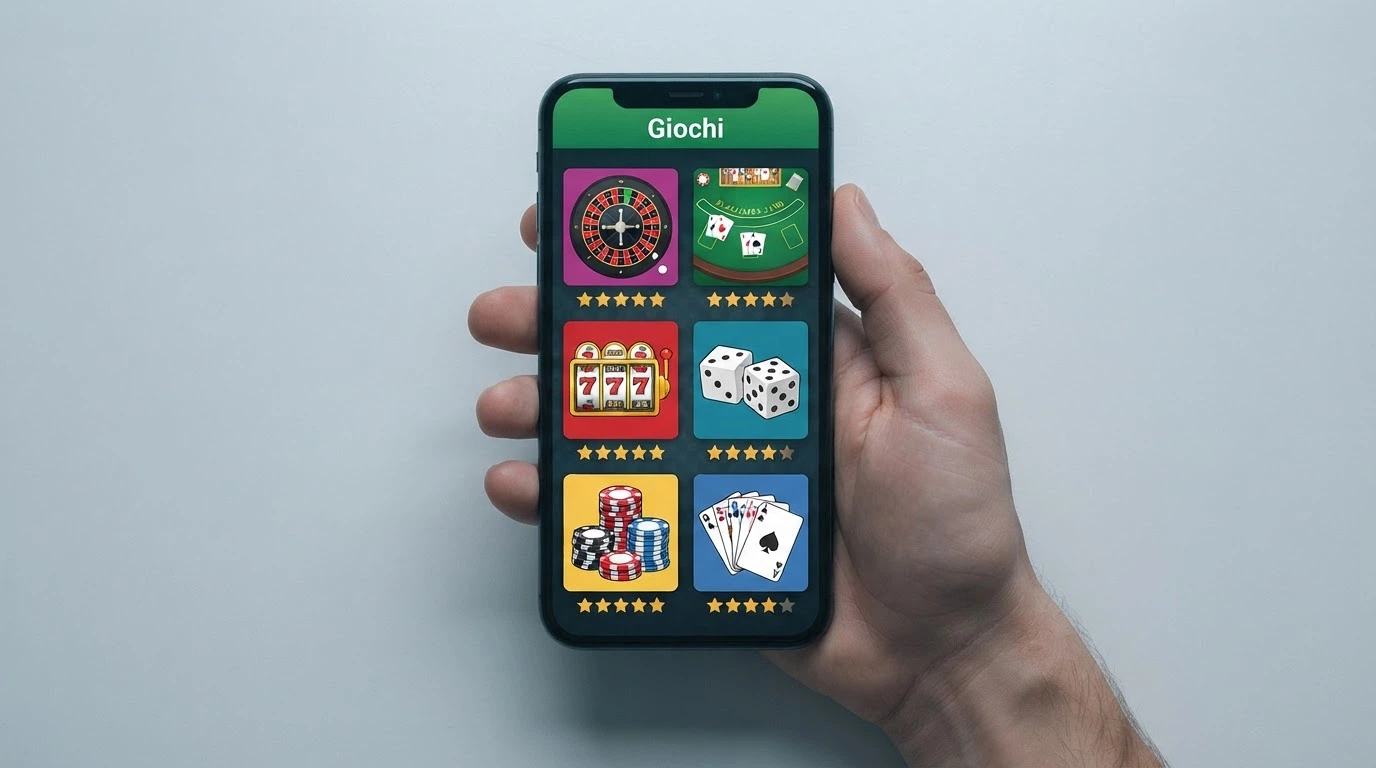 Una schermata comparativa con le icone e i nomi di diversi casinò online affiancati, accompagnati da valutazioni a stelle e dall'indicatore di licenza ADM
