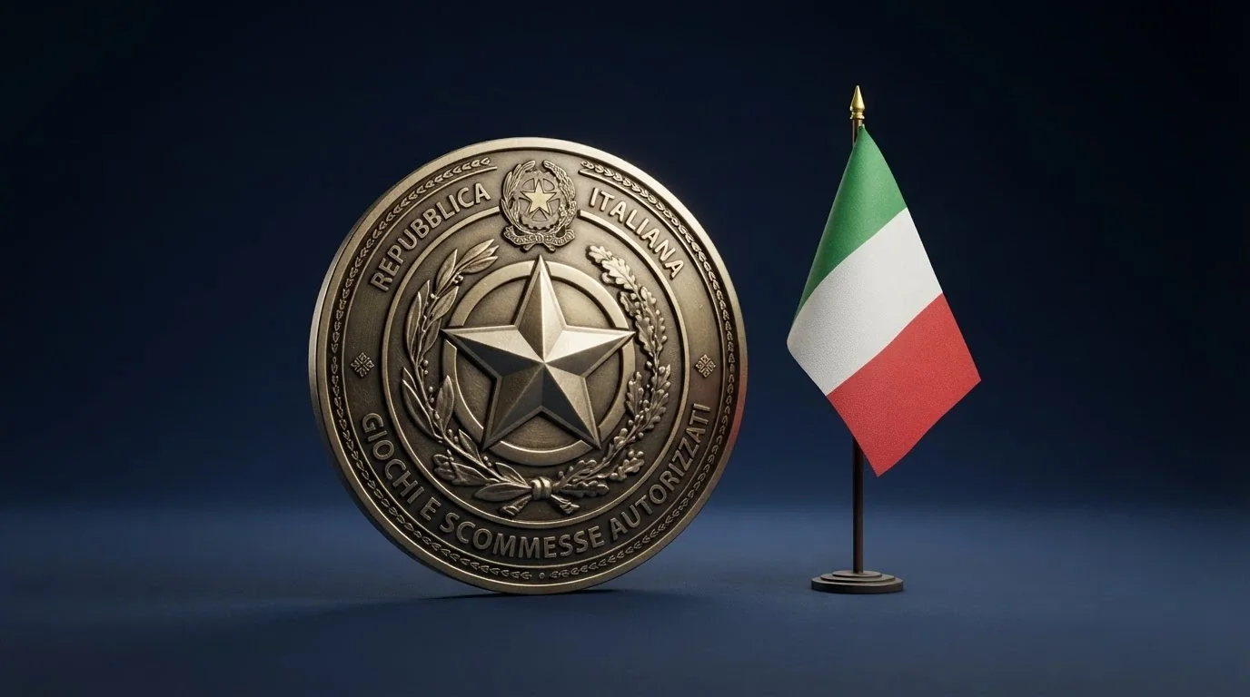 Il logo dell'Agenzia delle Dogane e dei Monopoli accanto alla bandiera italiana, con la dicitura «concessione ADM» e un timbro ufficiale