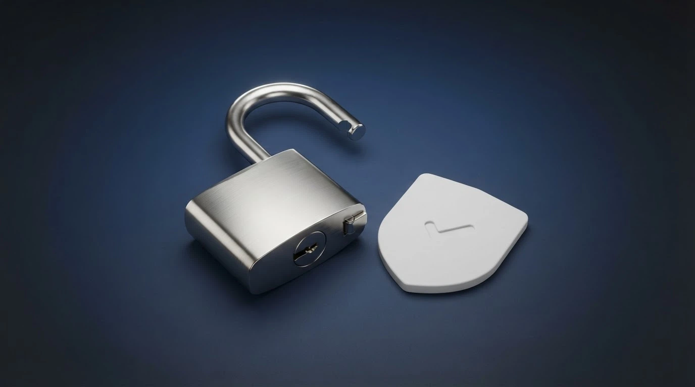 Schermata con il logo ADM e il lucchetto di sicurezza visibile su un iPhone