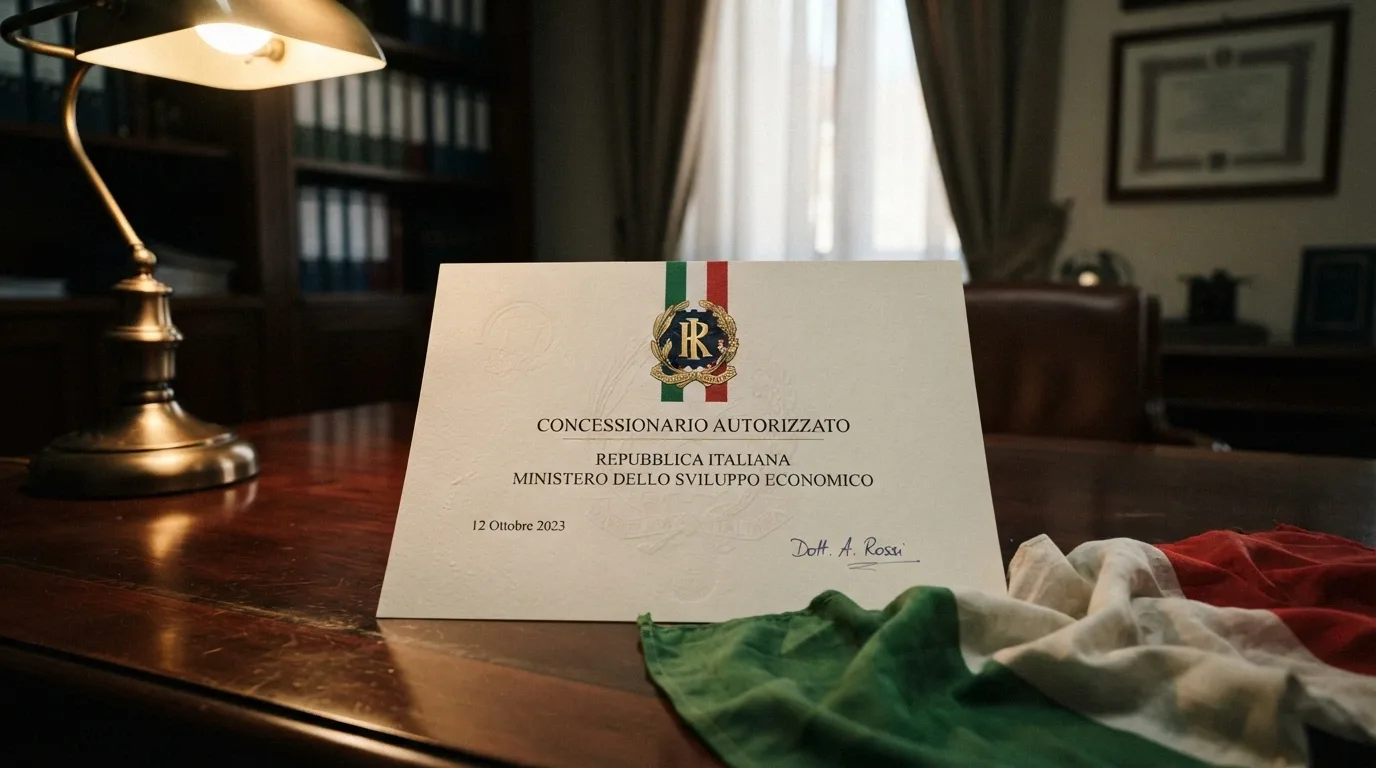 Il logo dell'Agenzia delle Dogane e dei Monopoli su sfondo istituzionale, con la bandiera italiana in secondo piano e la dicitura «Concessionario autorizzato»