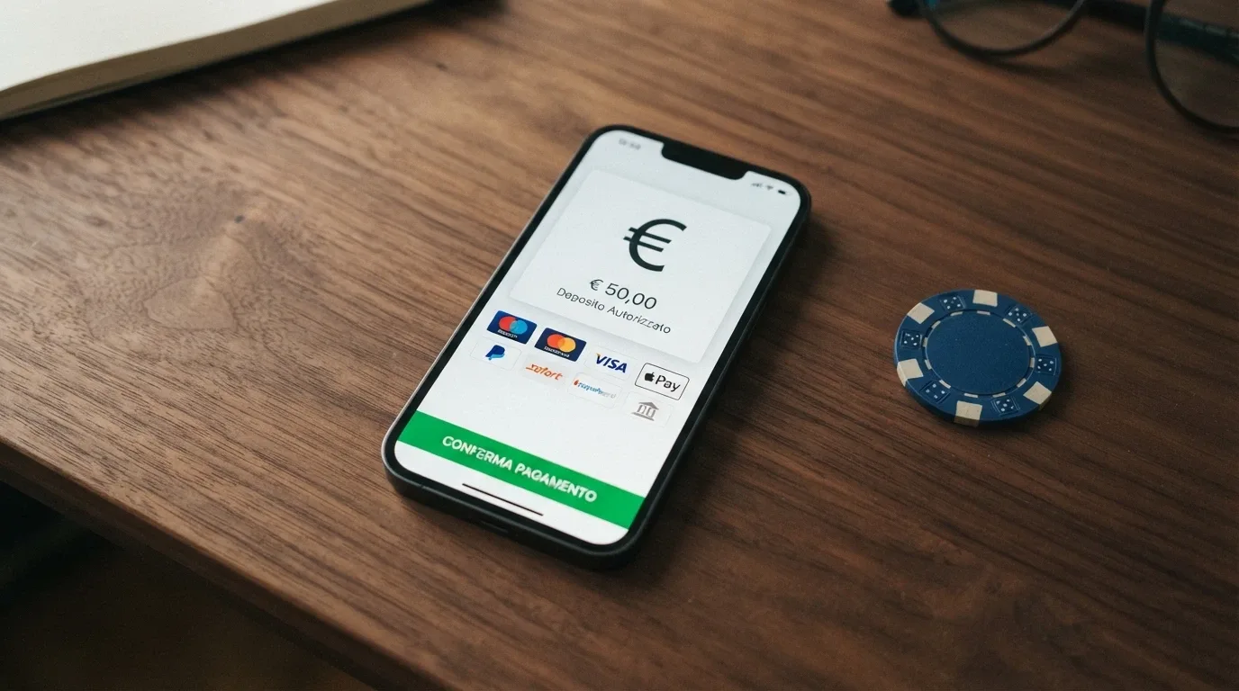 Interfaccia di pagamento di un casinò online con opzioni PayPal, bonifico e portafoglio elettronico in evidenza