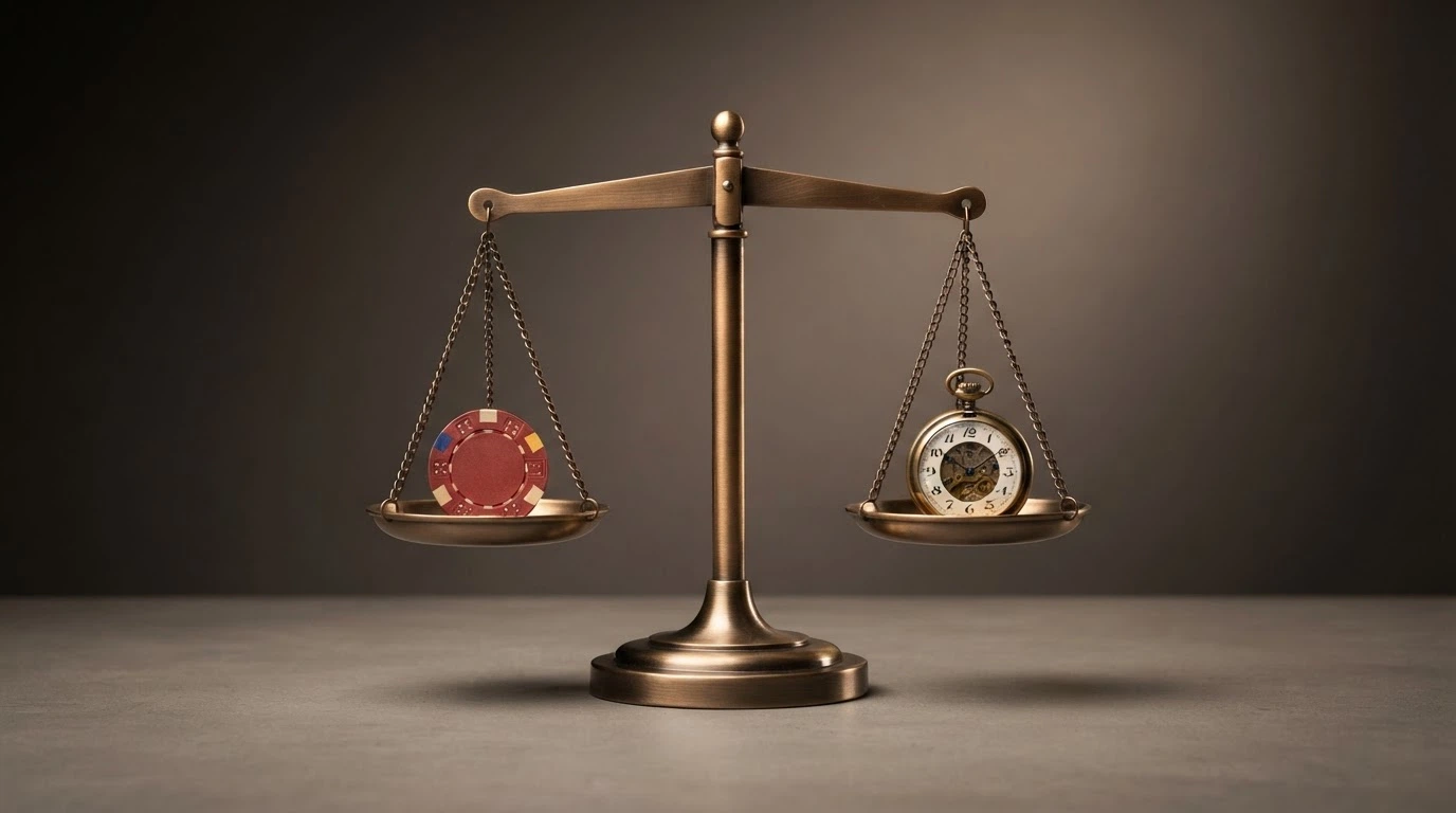 Una bilancia a due piatti: su uno il simbolo dell'euro, sull'altro un orologio, a rappresentare l'equilibrio tra valore del bonus e tempo per convertirlo