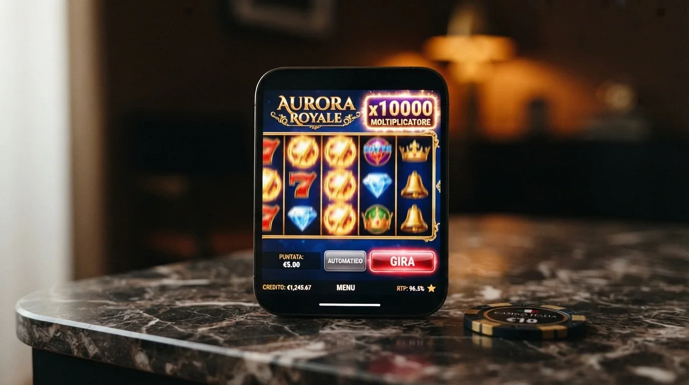 Una slot machine online con rulli in movimento, moltiplicatore in evidenza e il pannello RTP visibile nell'interfaccia