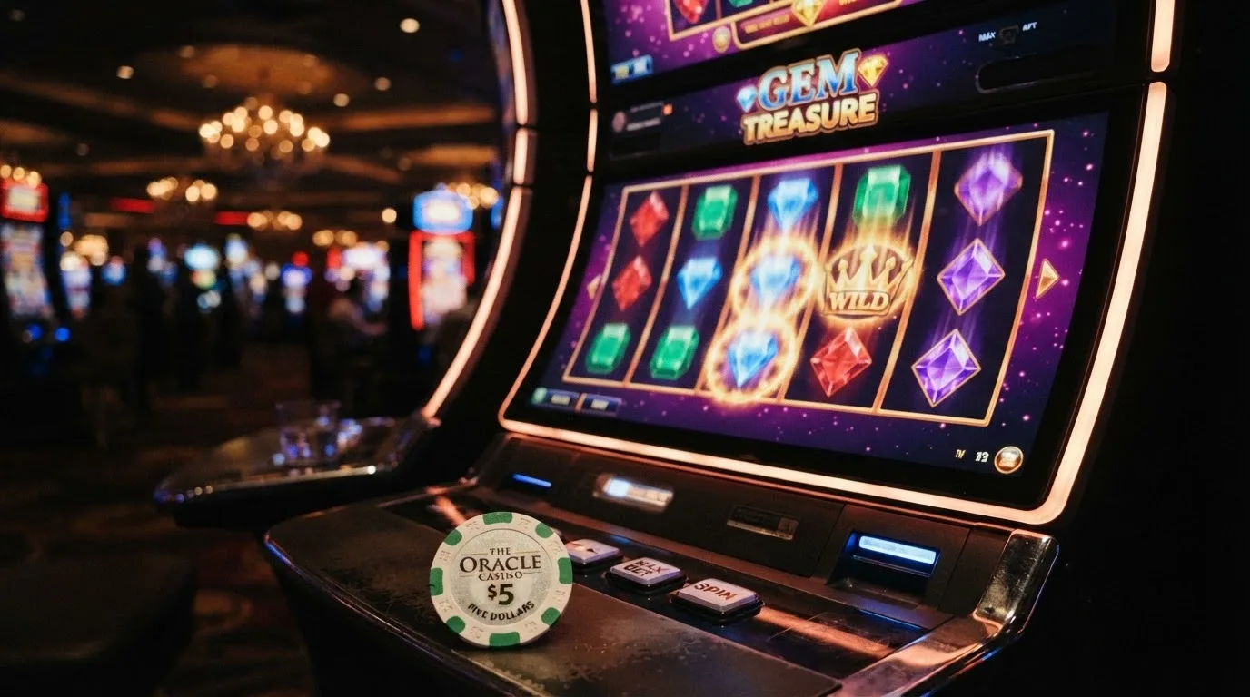 Una griglia di slot machine online con rulli colorati e un jackpot progressivo in primo piano