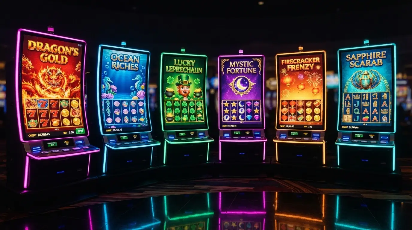 Una griglia di sei slot machine digitali con interfacce di provider noti (Pragmatic Play, NetEnt, Hacksaw) e l'icona SOL accanto alla puntata
