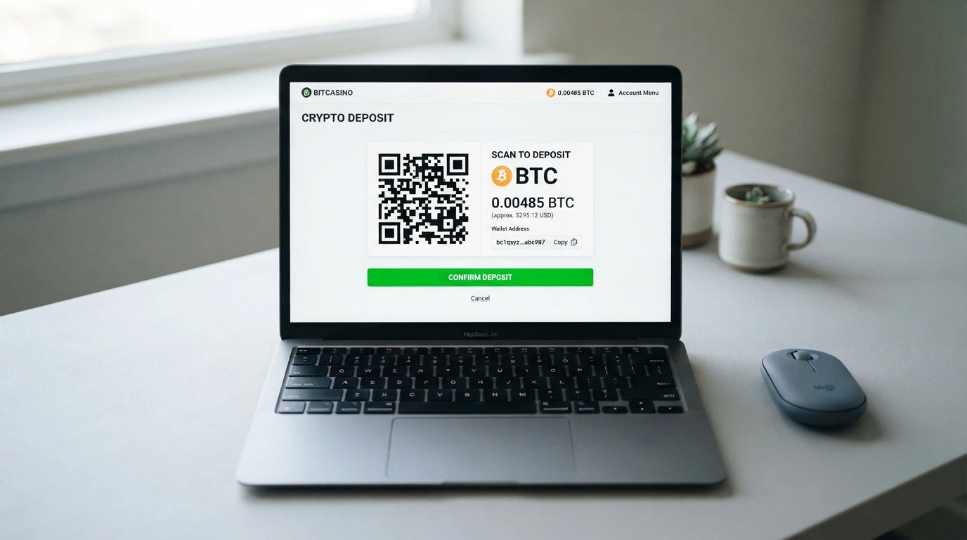 L'interfaccia di un casinò crypto con il pannello di deposito aperto che mostra l'opzione SOL e un QR code per wallet Phantom