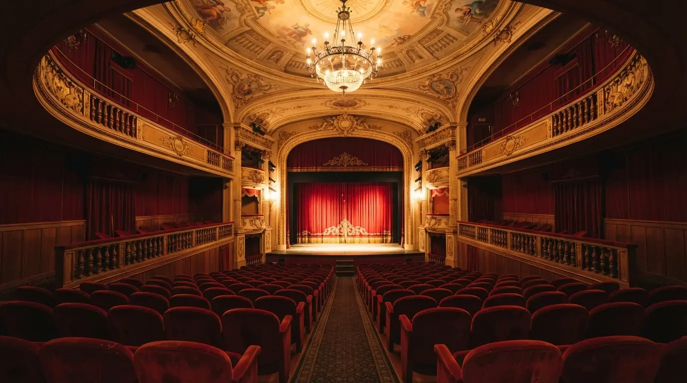 L'interno del Teatro del Casinò di Sanremo con platea, galleria e palchi