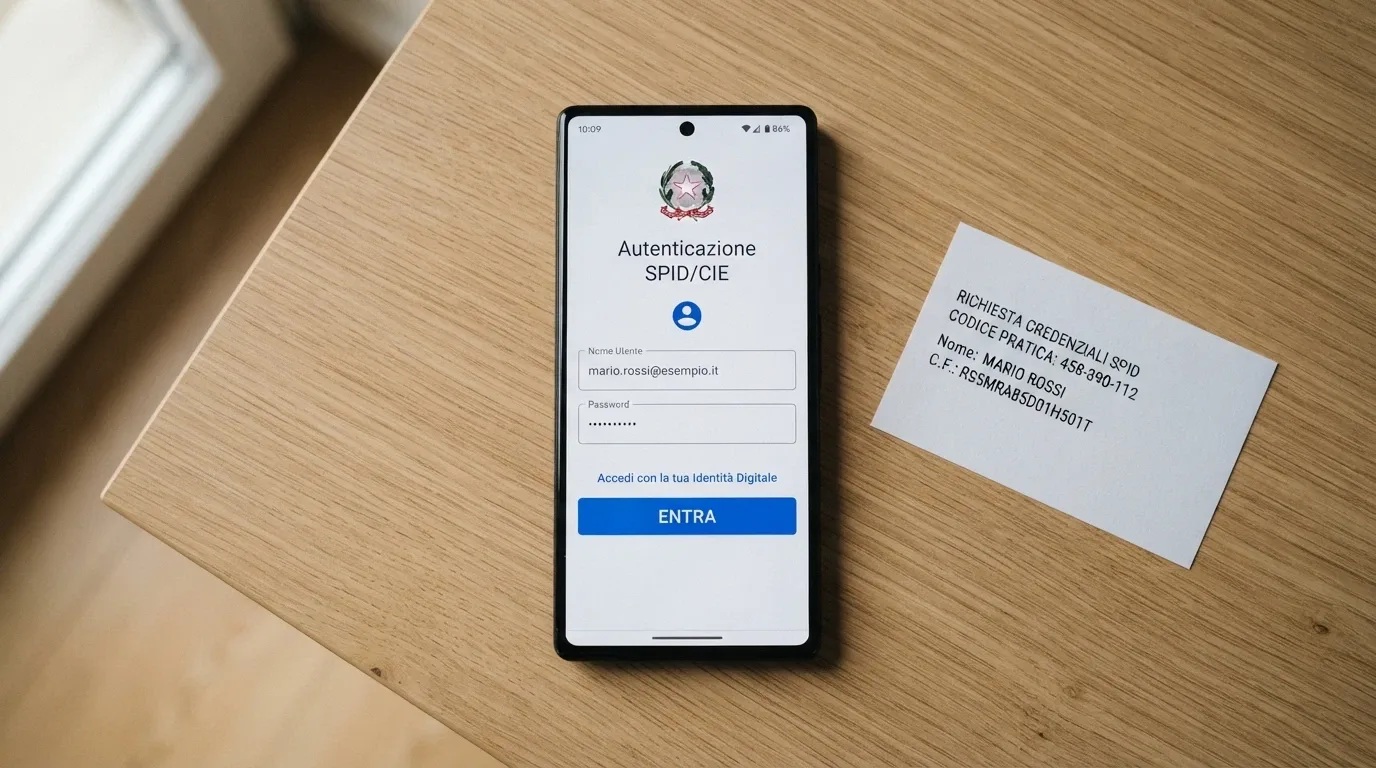 Lo schermo di uno smartphone con la schermata di login SPID aperta e icone di casinò sullo sfondo